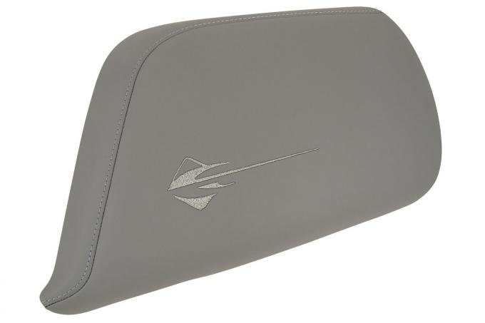 Corvette Center Console Door, Gray Leather with Stingray Logo, 2014-2019