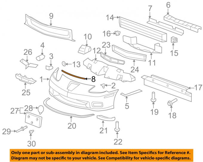 Corvette Hood Seal to Front Bumper Fascia, 2005-2013