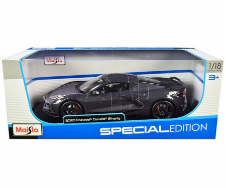 Maisto Special Edition 2020 C8 Corvette 1/18 Diecast | Grey with Racing Stripes