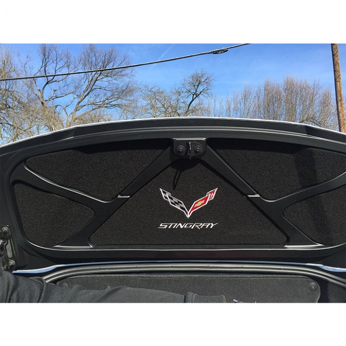 Corvette Trunk Lid Inner Liner, C7 Logo & Stingray Script, Black, 5 Piece, 2014-2019