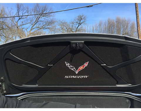 Corvette Trunk Lid Inner Liner, C7 Logo & Stingray Script, Black, 5 Piece, 2014-2019