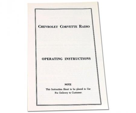 Corvette Card, Radio Instruction, 1953-1957