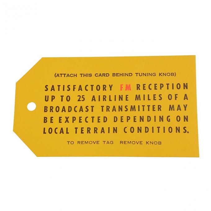 Corvette Card, FM Radio Antenna, 1967-1969