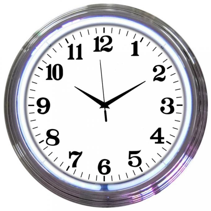 Neonetics Neon Clocks, Chrome White Standard Neon Clock
