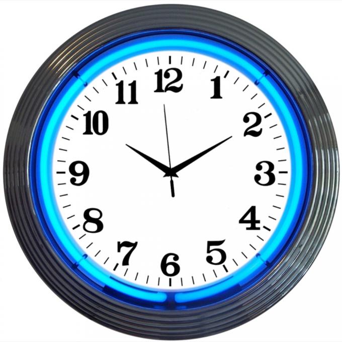 Neonetics Neon Clocks, Chrome Blue Standard Neon Clock