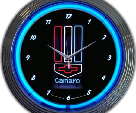 Neonetics Neon Clocks, Gm Camaro Red, White & Blue Neon Clock