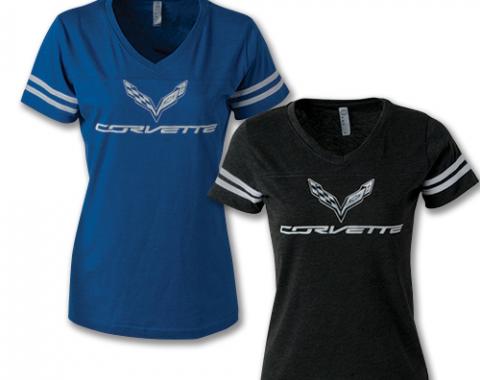 Ladies C7 Corvette Football Jersey Tee