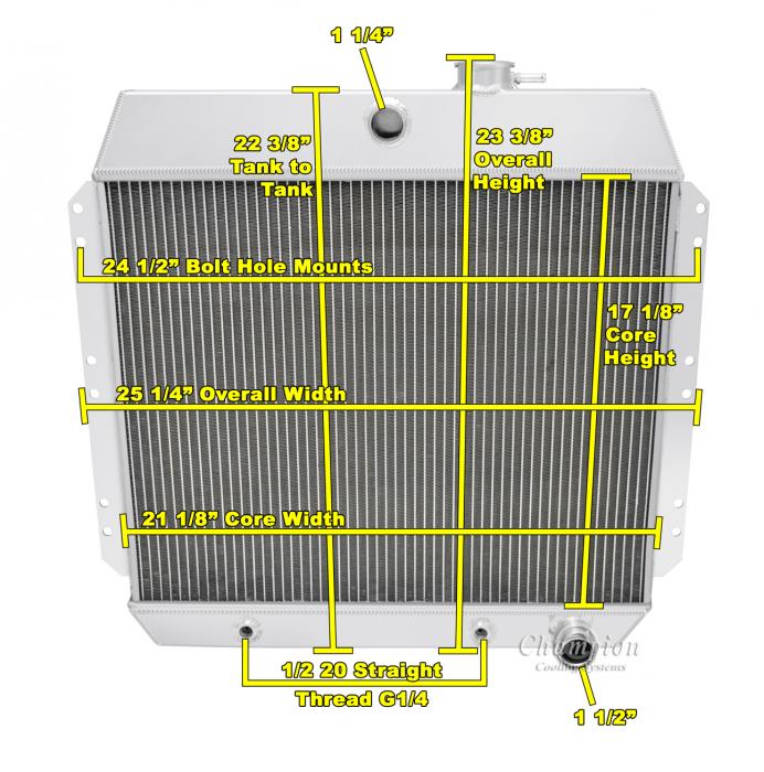 Champion Cooling 2 Row All Aluminum Radiator Made With Aircraft