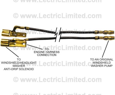 Lectric Limited 1969 Chevrolet Corvette Windshield Washer Pump Feed Wires VWH6900