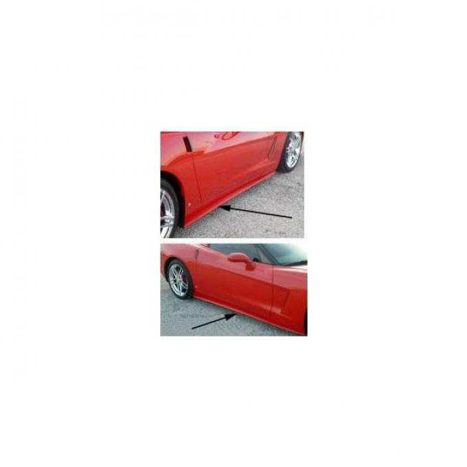 Corvette C6 Side Skirts, ZR1 Style, Painted Factory Exterior Colors, 2005-2013