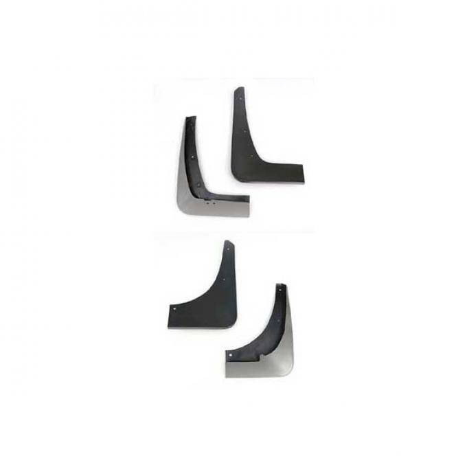 Corvette Splash Guards, Body Contoured, Front & Rear, Machine Silver, Altec, 2005-2008