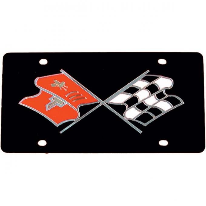 Corvette License Plate, Acrylic, With Early Crossed-Flags Logo, 1953-1996