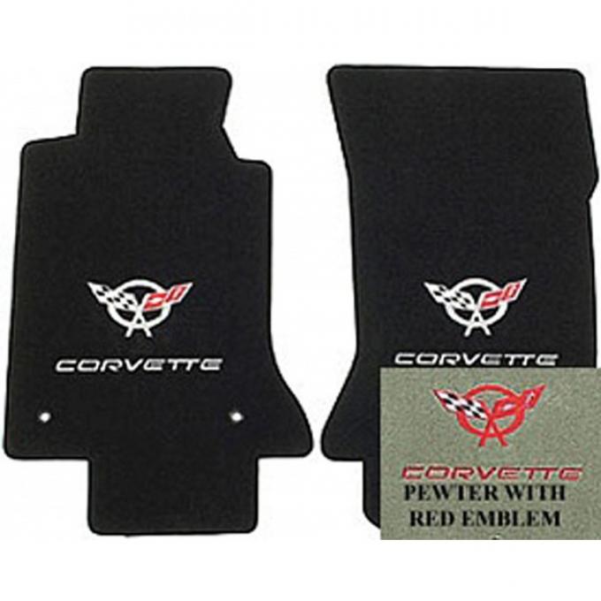 Lloyd Mats, Floor Mats With Double C5 Logos, Velourtex| 56791 Corvette 1997-2004 | Black with Double Silver C5 Logo