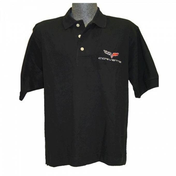 Corvette C3 1973-1976 Men's Custom Embroidered Pima Cotton Polo, Black, S-4X