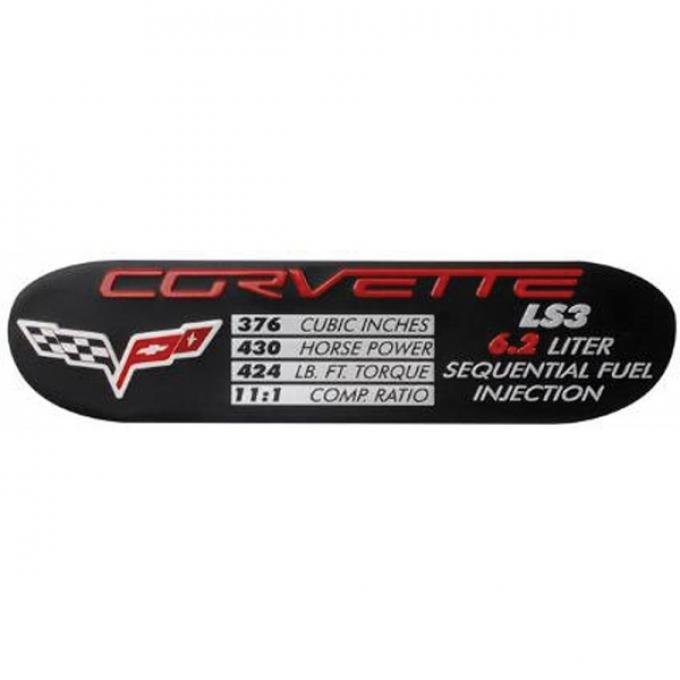 Corvette Engine Specification Plate, LS3, 2008-2013