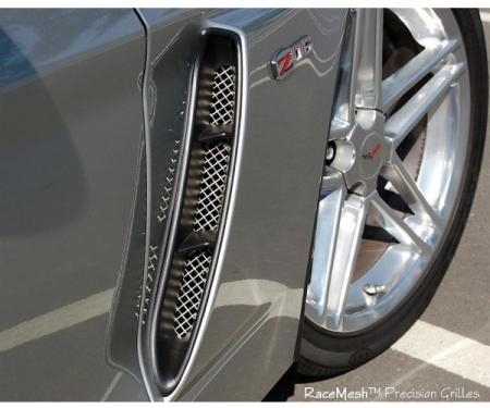 Corvette C6 Z06 Custom RaceMesh® Front Side Fender Grilles, 2010-2013