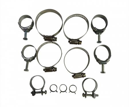 Corvette Radiator/Heater Hose Clamp Kit, For Cars Without Air Conditioning, Big Block, 1973-1974