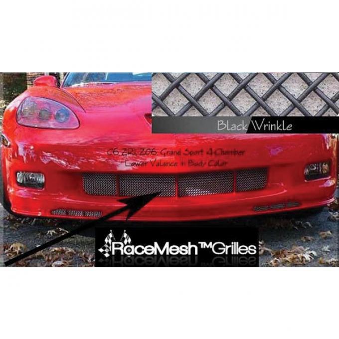 Corvette C6 Grand Sport Custom Body Colored Matched RaceMesh® Front Lower 4-Chamber Valance Grille W/ Black "Wrinkle"P