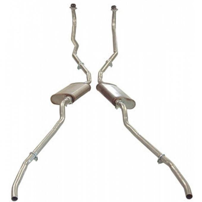 Corvette Exhaust System, 3 Bolt Manifold, with Welded Oval Muffler, Aluminized, 1956-1958
