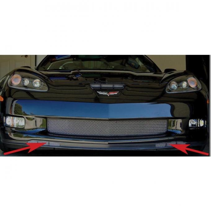 Corvette C6 Z06 Custom RaceMesh® Front Bumper Apron Grilles, 2006-2013