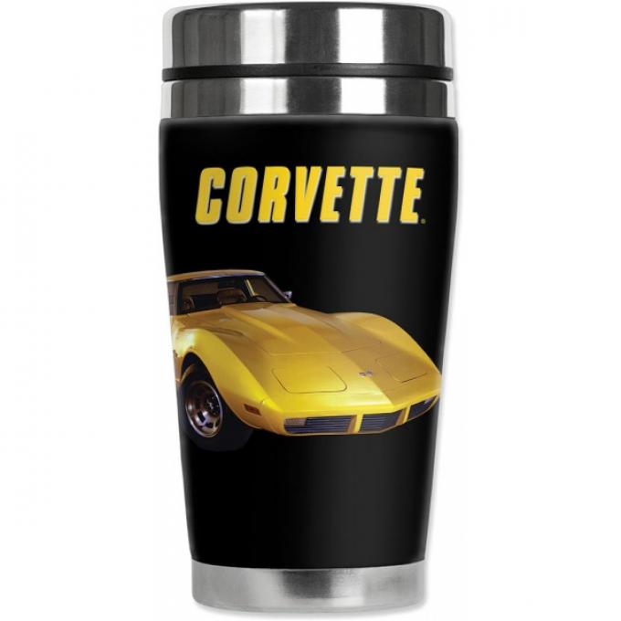 Corvette Mugzie® brand Travel Mug - Yellow Corvette