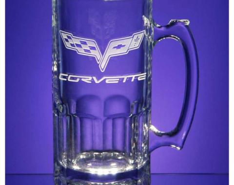 Corvette Super Mug - 34 Ounce, 1953-2013 Corvette Designs | Corvette Super Mug - 34 Ounce, 2005-2013 Crossed Flags WithLettering