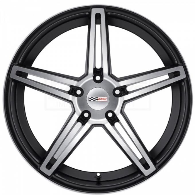 Corvette Wheel, Cray Brickyard, 19x11, Rear Only, Machined Matte Black, 2014-2017