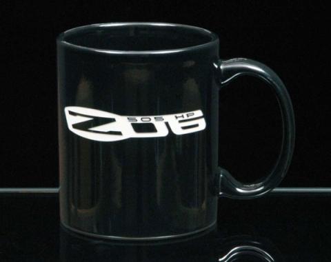 Corvette 11 Ounce Coffee Mug, C-Handle, Black, 1953-2013 | Corvette 11 Ounce Coffee Mug, C-Handle, Black, 2006-2013 Z06