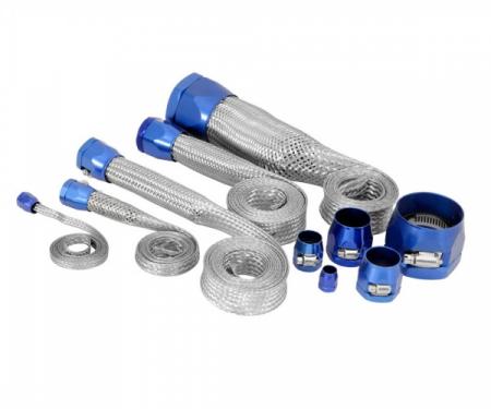 Corvette Hose Cover Kit, Universal, Stainless Steel, With Blue Clamps