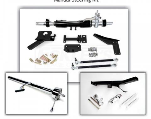 Corvette Rack & Pinion Conversion Kit, Steeroids, Manual Chrome Column With Headers, 1955-1957