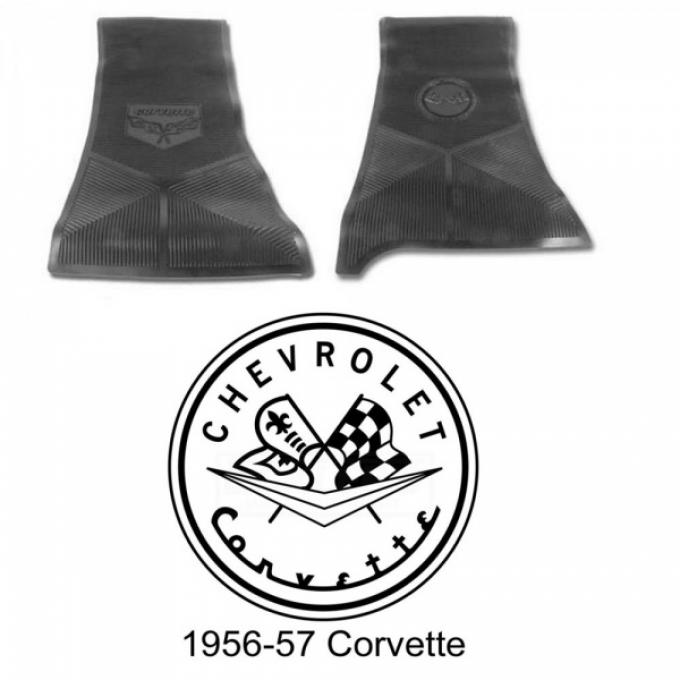 Legendary Auto Interiors Ltd Rubber Floor Mats, With C1 Logo| 25-13655 Corvette 1956-1957
