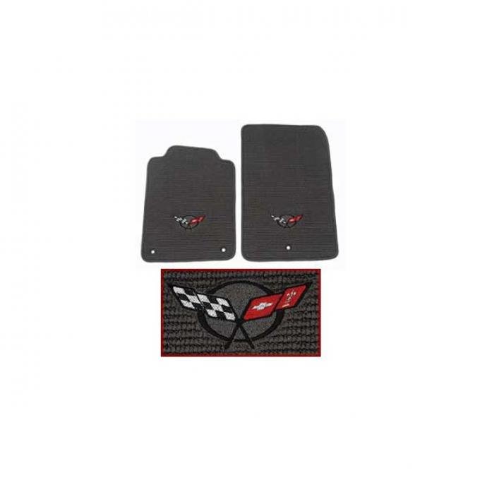 Corvette Floor Mats, Avery, Berber, Gray, With Black C5 Logo, 1997-2004