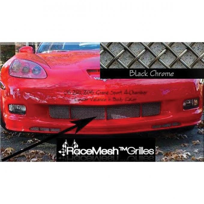 Corvette C6 Grand Sport Custom Body Colored Matched RaceMesh® Front Lower 4-Chamber Valance Grille W/ Black Chrome Mes