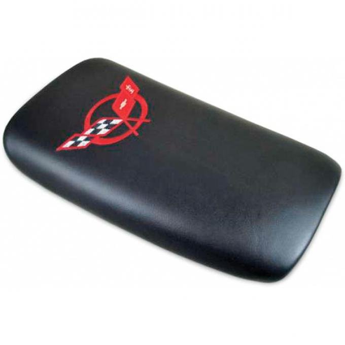 CA 1997-2004 Chevrolet Corvette Embroidered Console Lid Black with Red Logo 46801