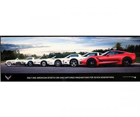 Corvette Metal Sign, C7 "Generations Poster" 35" X 12"