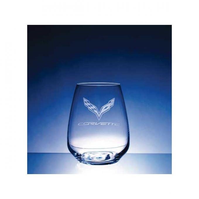 Corvette Crystal Atelier Stemless Riesling 14 Ounce Glass by Luigi Bormioli - C7 Corvette Designs | Corvette Crystal Atelier Stemless Riesling 14 Ounce Glass by Luigi Bormioli, Flags With Stingray - C7 Corvette Design