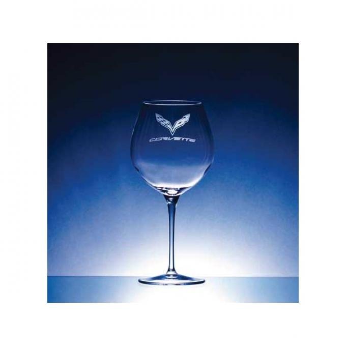 Corvette Crystal Crescendo Bourgogne 22.25 Ounce Glass by Luigi Bormioli for C7 Corvettes | Corvette Crystal Crescendo Bourgogne 22.25 Ounce Glass by Luigi Bormioli, Flags With Corvette, for C7 Corvettes