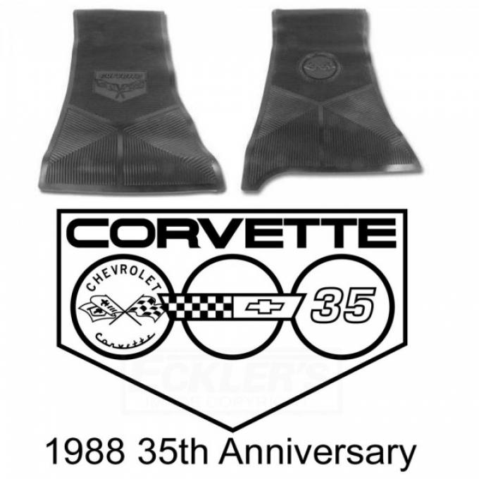 Legendary Auto Interiors Ltd Rubber Floor Mats, With 35th Anniversary Logo| 25-13663 Corvette 1988