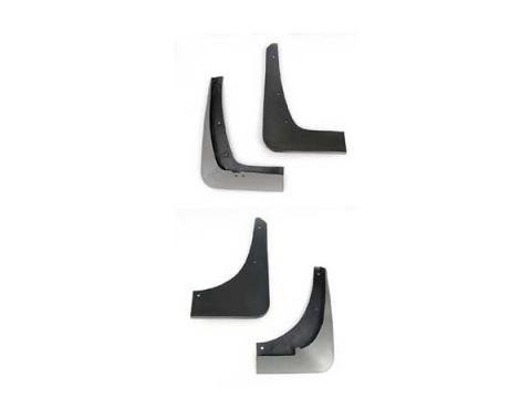 Corvette Splash Guards, Body Contoured, Front & Rear, Machine Silver, Altec, 2005-2008