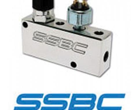 Corvette Proportioning Valve, SSBC, Adjustable, With BrakeLight Switch, Polished