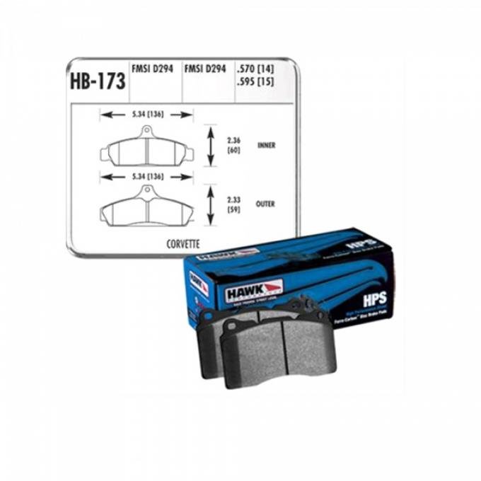 Hawk Disc Brake Pads, Front, HPS| HB173F.570 Corvette 1984-1987