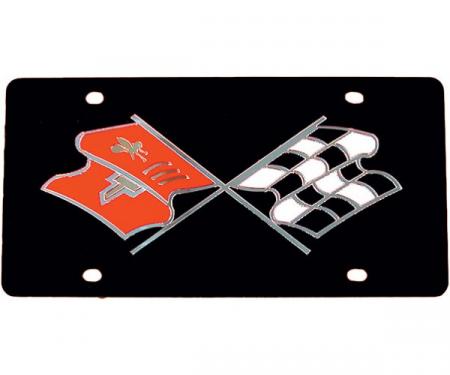 Corvette License Plate, Acrylic, With Early Crossed-Flags Logo, 1953-1996