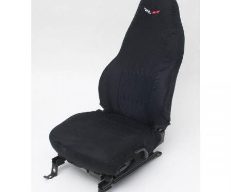 Corvette Seat Slip Covers, Black, With Embroidered C5 Logo,1997-2004