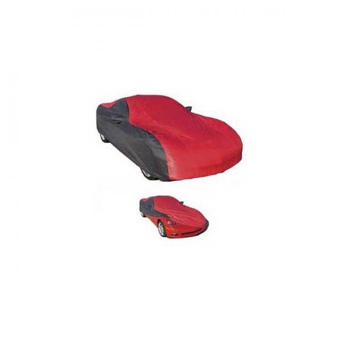 Corvette Car Cover, CoverKing Two-Tone Stormproof™, WithC6 Logo, Z06 Coupe, Red/Black, 2006-2013