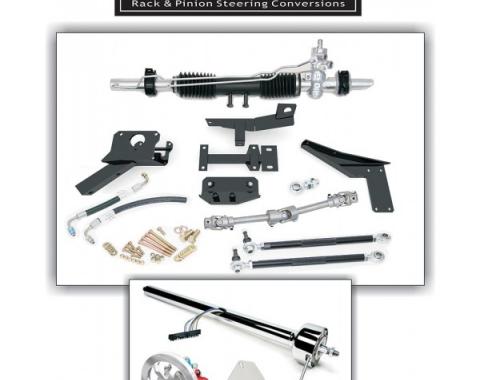 Corvette Rack & Pinion Conversion Kit, Steeroids, With Power Steering, Black Powder Coated Column, 1958-1962