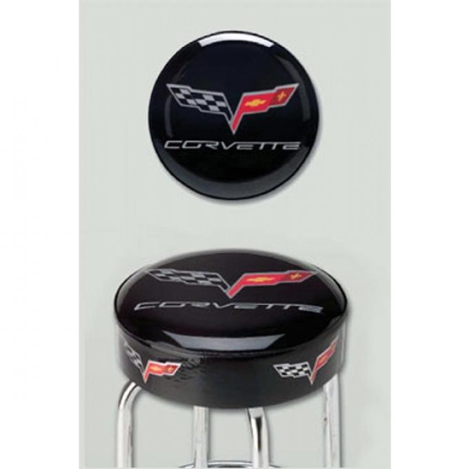 Corvette Smaller Garage/Work Shop Size Stool, 24", With C6 Logo