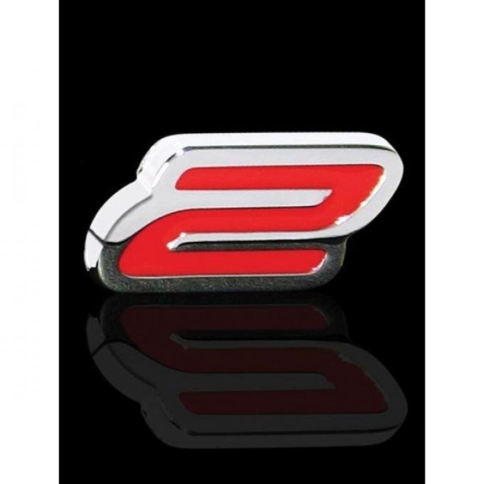 Corvette Badge, "2", Billet Chrome And Yellow, Single Emblem