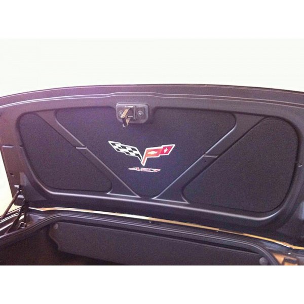 Corvette Trunk Lid Inner Liner, C6 427 Logo, Black, 3 Piece, 2013