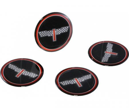 Corvette Wheel Spinner Kit Emblems, Checkered Flag, 1-3/4",Black, 1976-1987