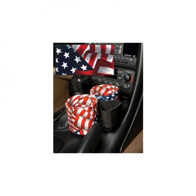 Corvette Two-Drink/Cell Phone Holder, Console, Red, White &Blue Patriot Vinyl, Plug & Chug, 1997-2004
